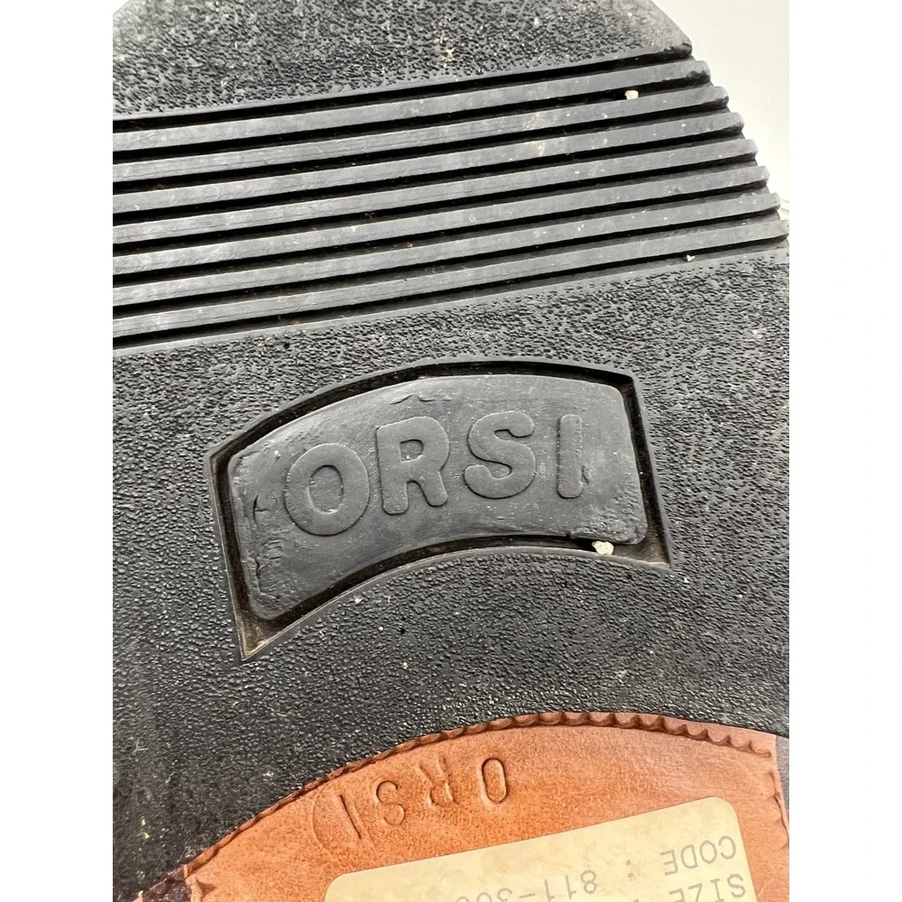Orsi Shoes Mens Sz 9 Black Leather Wingtip Brogue Oxford Dress Lace Up
